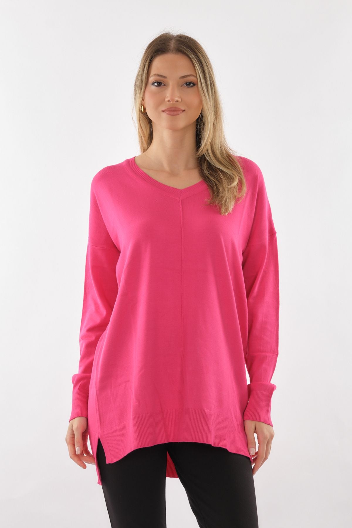 Vedi Oversize V Yaka Uzun Kol Midi Tunik - Günlük Şıklık Main image