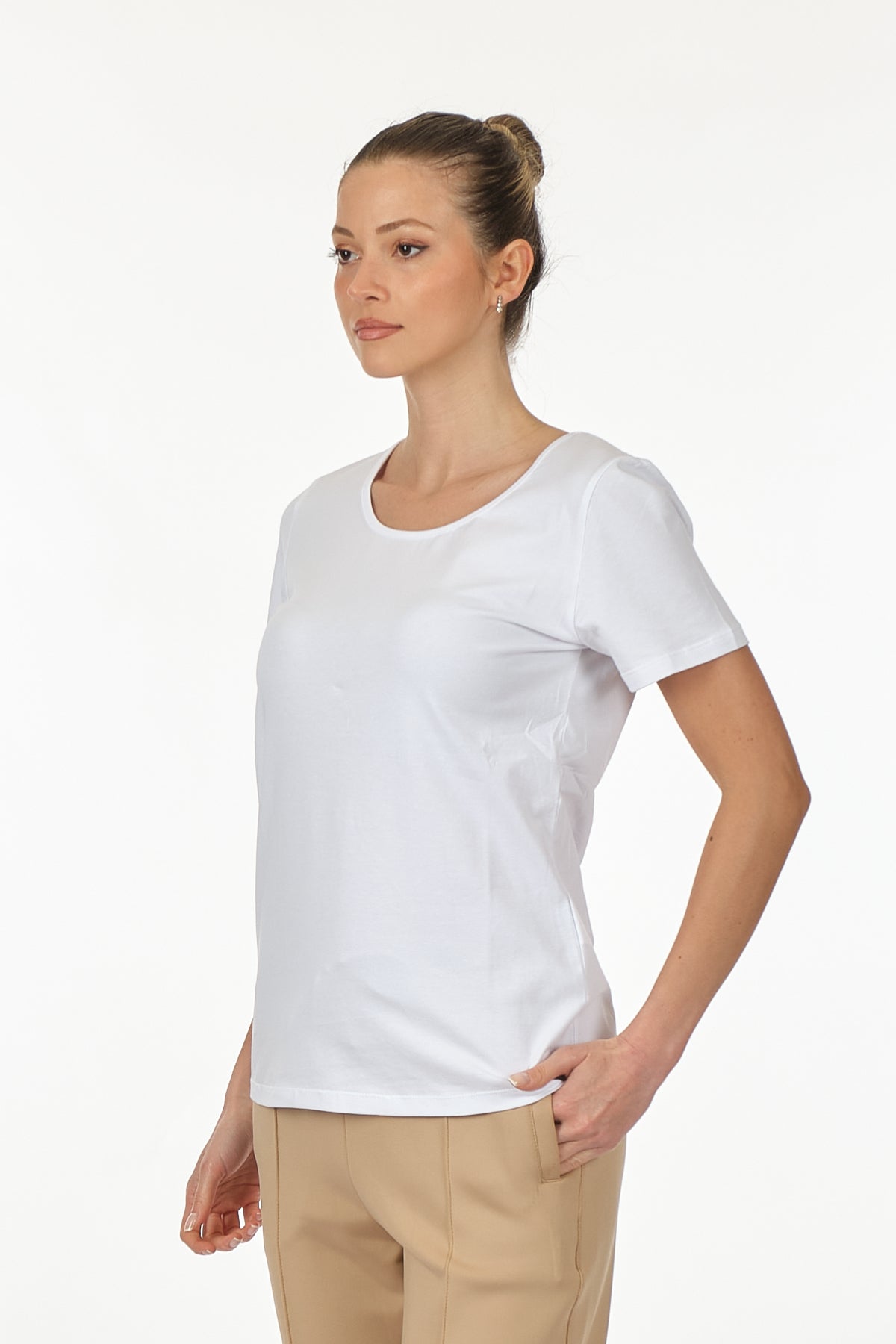 Vedi Minimalist Kadın T-Shirt - Kısa Kol Yuvarlak Yaka - Günlük