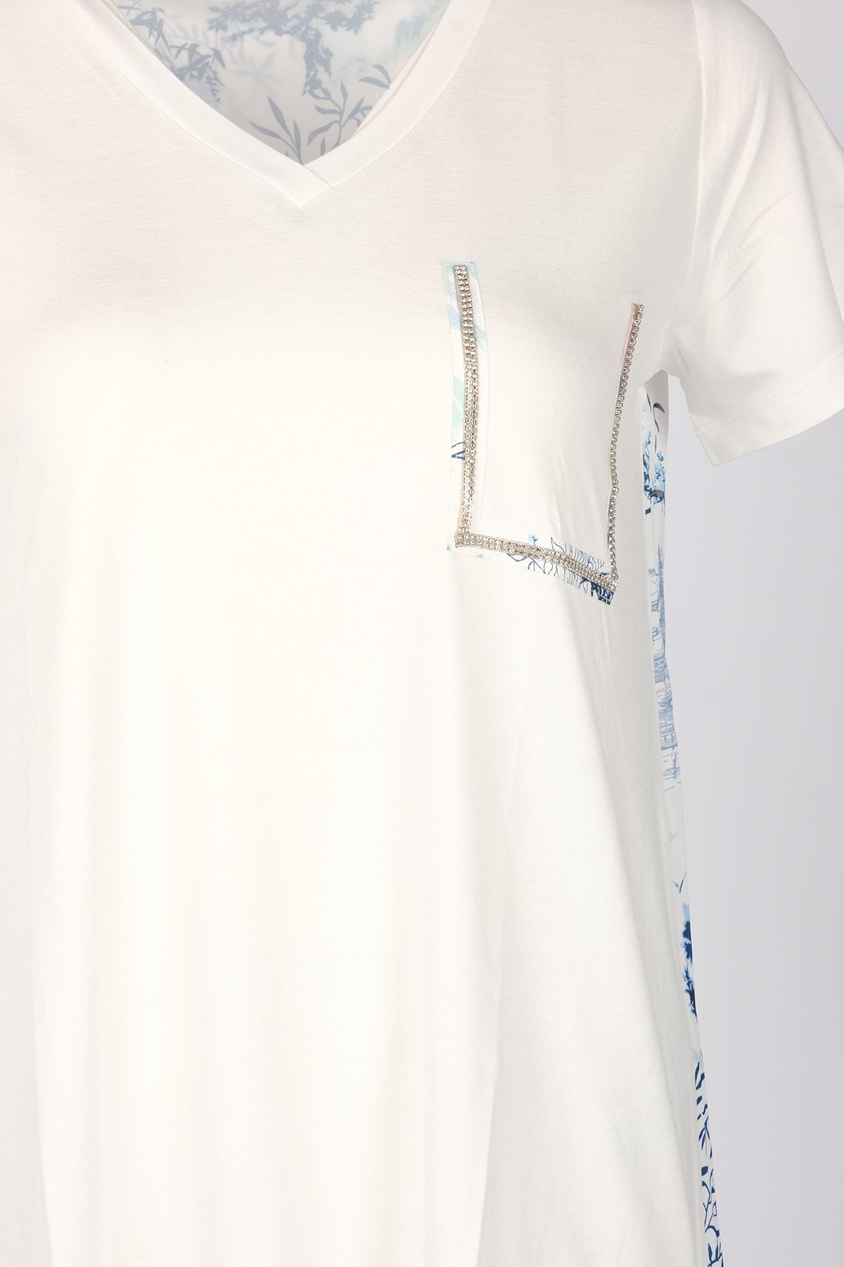 Vedi Minimalist V Yaka Kısa Kol Kadın Bluz - Günlük Şıklık