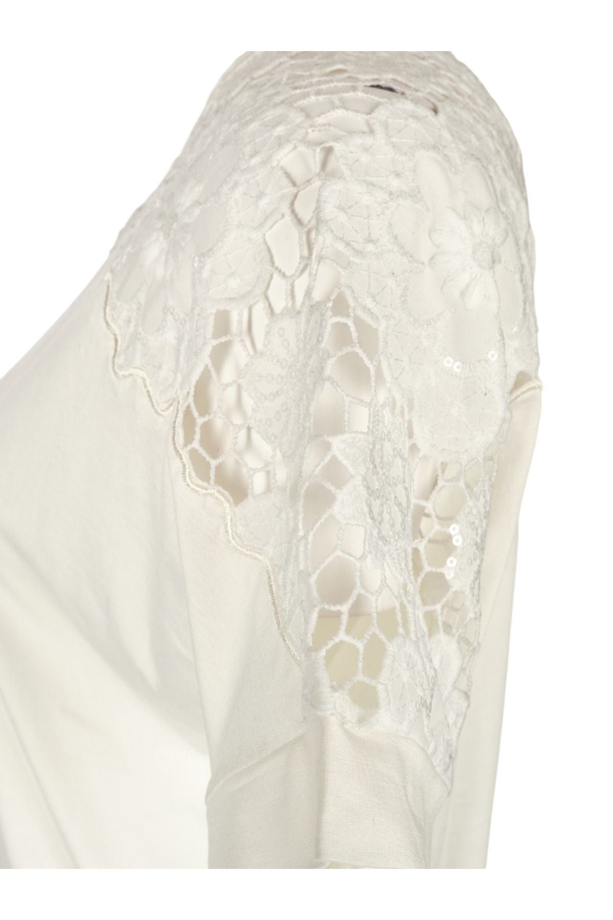 Vedi Oversize Dantelli Kadın Bluz - Minimalist Stil