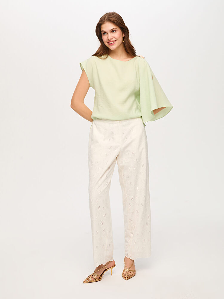 Wide Leg Fit Brode Nakış Detaylı Pantolon Faik Sönmez Main image