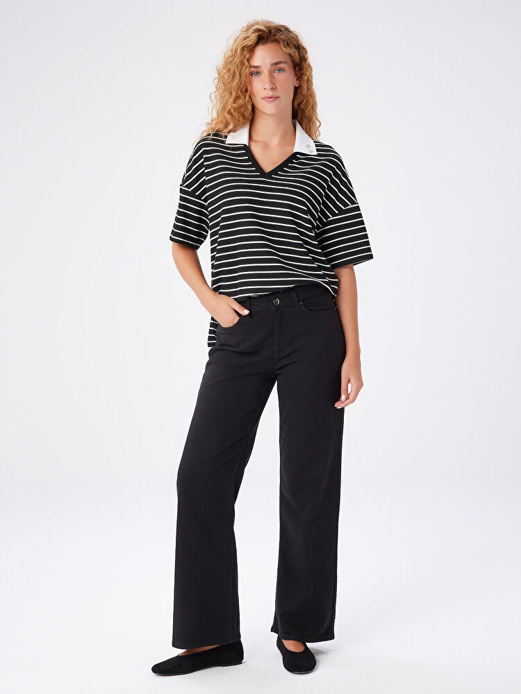 Wide Leg Fit Likralı Jean Pantolon UW27JPN011 Main image
