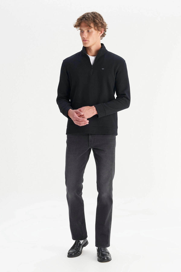 Wrangler Erkek Regular Fit Dik Yaka Fermuarlı Selanik Örgü Sweatshirt