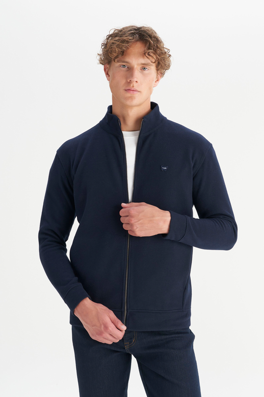 Wrangler Erkek Relaxed Fit Dik Yaka Fermuarlı Selanik Örgü Sweatshirt