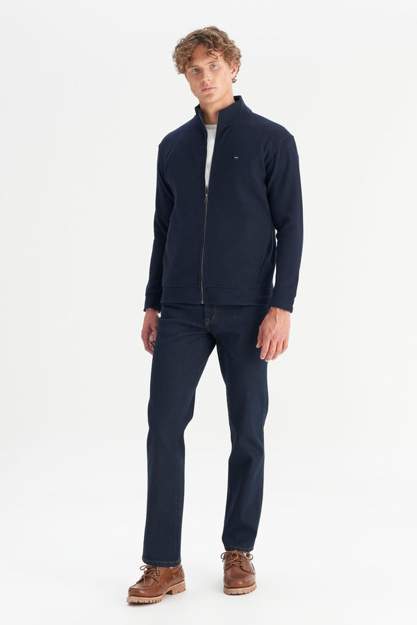 Wrangler Erkek Relaxed Fit Dik Yaka Fermuarlı Selanik Örgü Sweatshirt