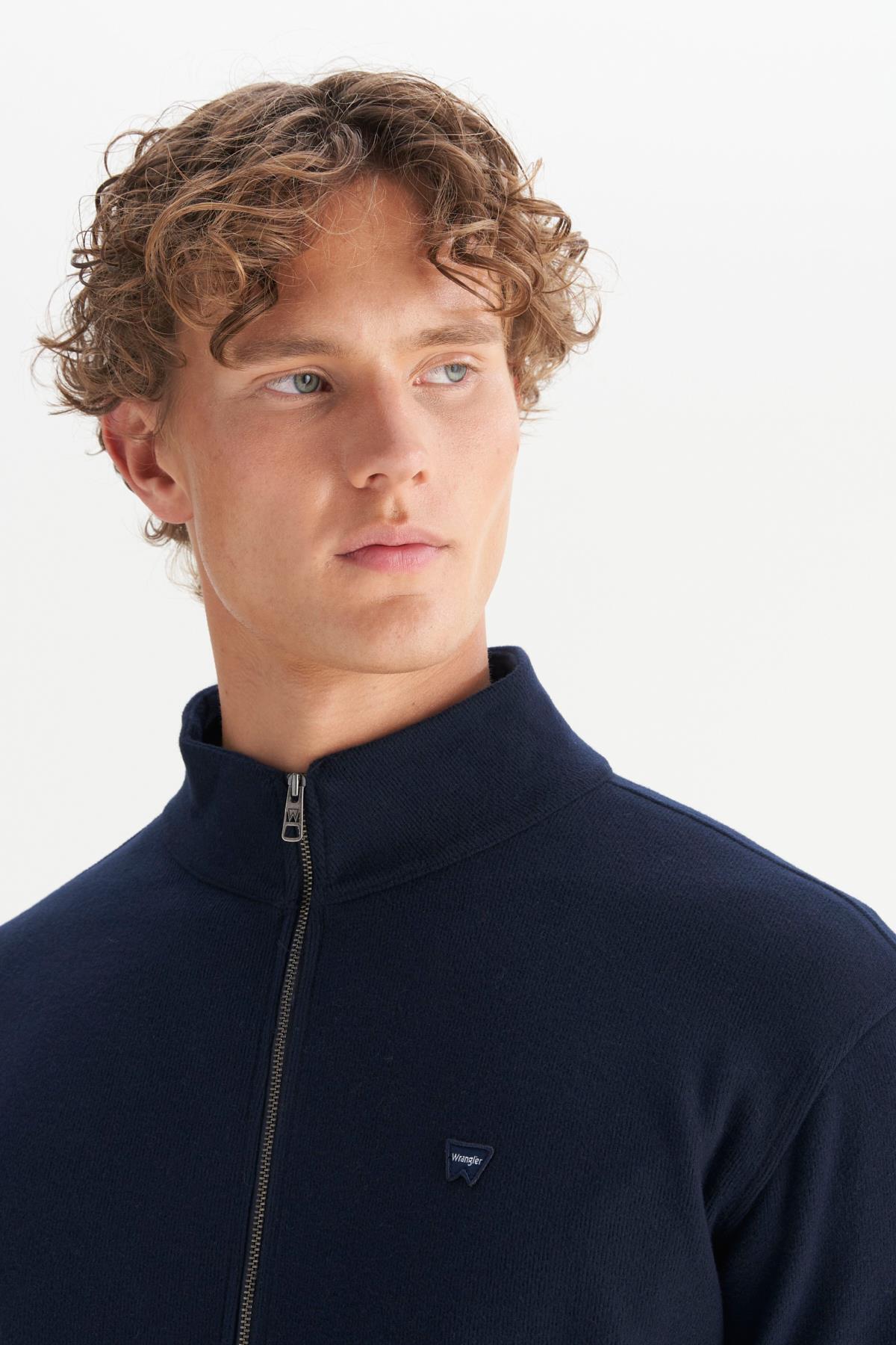 Wrangler Erkek Relaxed Fit Dik Yaka Fermuarlı Selanik Örgü Sweatshirt