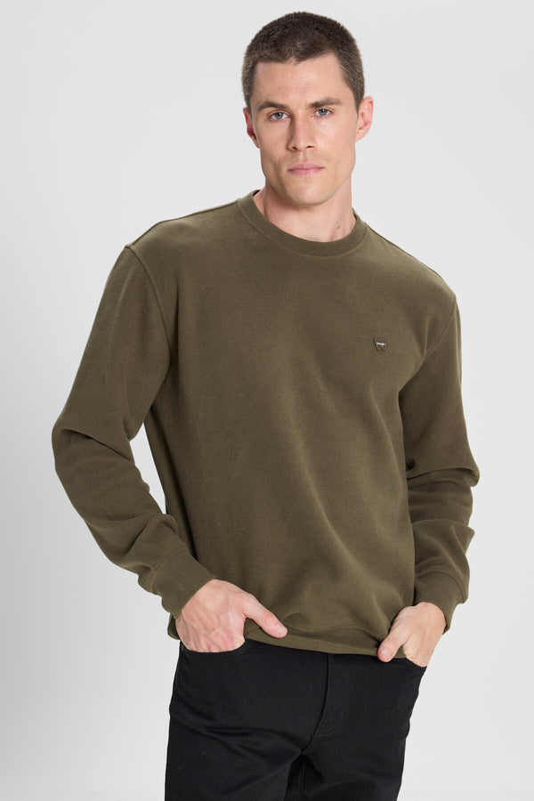 Wrangler Regular Fit Normal Kesim Bisiklet Yaka Selanik Örgü Sweatshirt