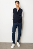 Men's Mandarin Collar Steel Knit Wool Vest Pattern