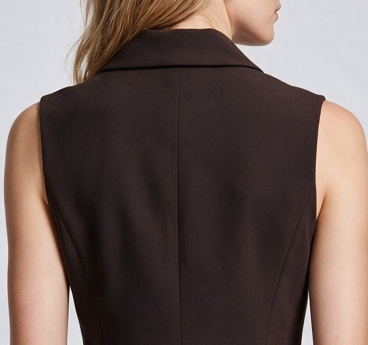 Ekol Kadın Kuşaklı Çentikli Yaka Kolsuz Blazer Yelek