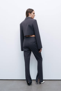 Nocturne Minimalist Crop Pantolon - Yüksek Bel, Düz Kesim, Midi Boy