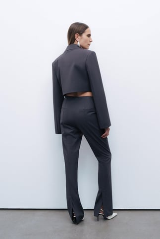 Nocturne Minimalist Crop Pantolon - Yüksek Bel, Düz Kesim, Midi Boy