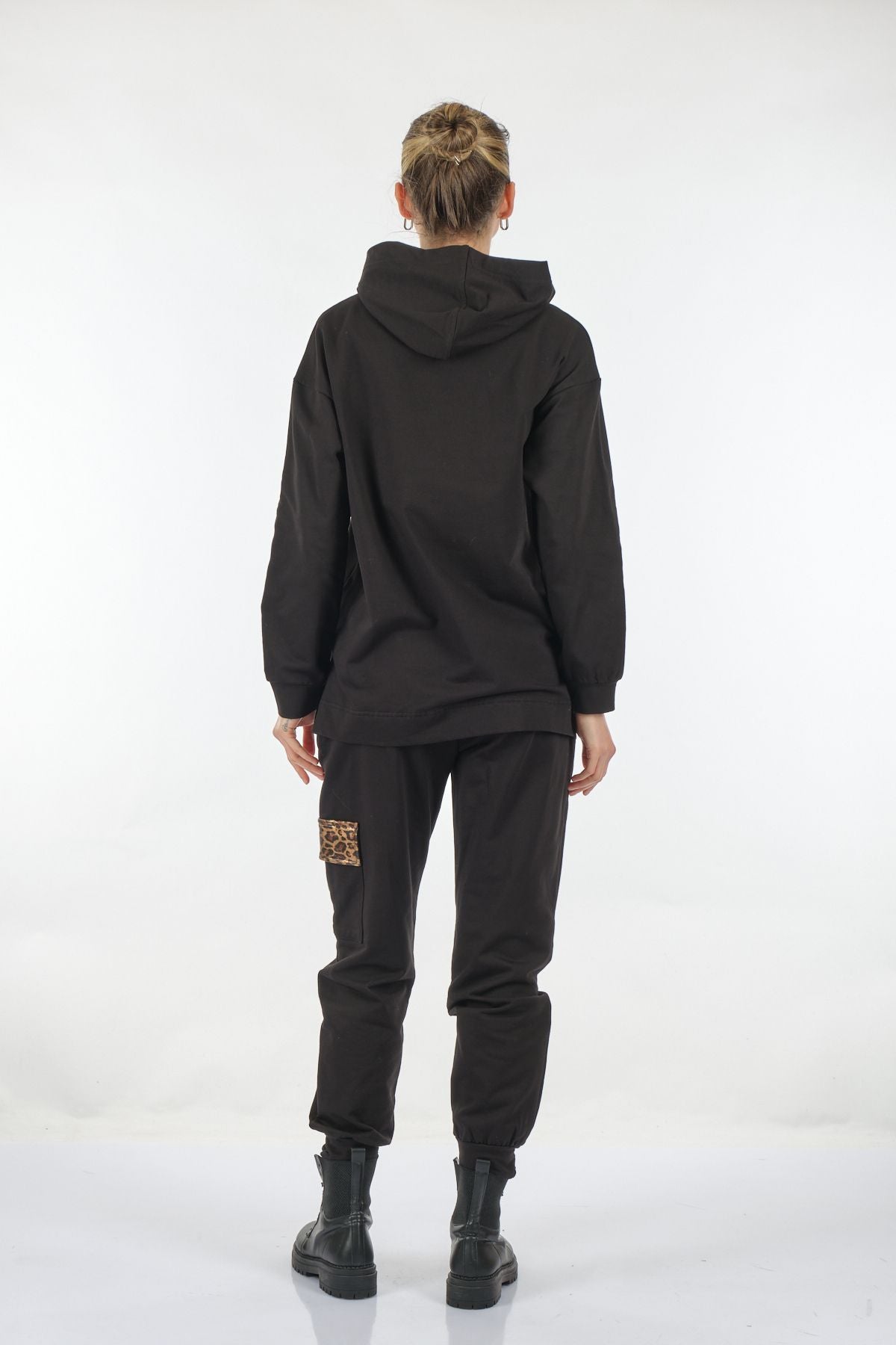 Ysatis Oversize Kapüşonlu Sweatshirt Takım - Leopar Desenli - Günlük