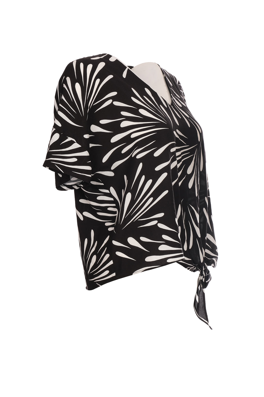 Ysatis Oversize V Yaka Kısa Kol Crop Bluz - Yazlık