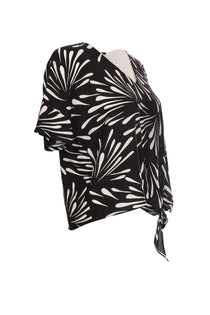 Ysatis Oversize V Yaka Kısa Kol Crop Bluz - Yazlık