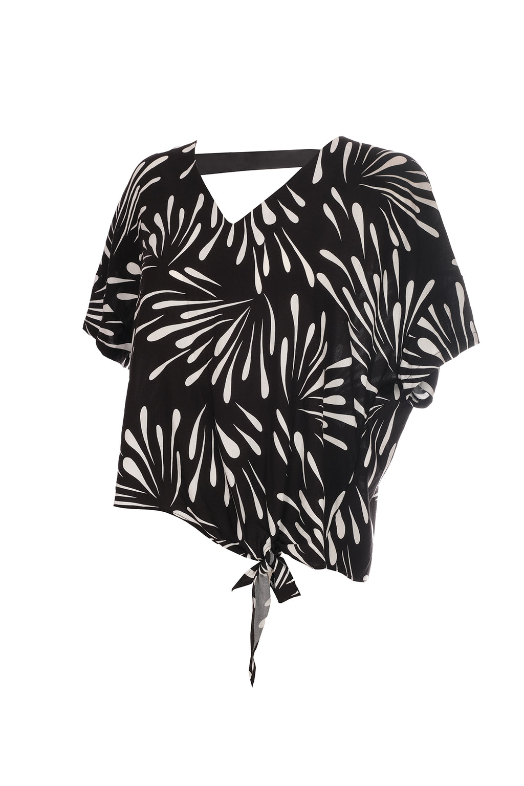 Ysatis Oversize V Yaka Kısa Kol Crop Bluz - Yazlık