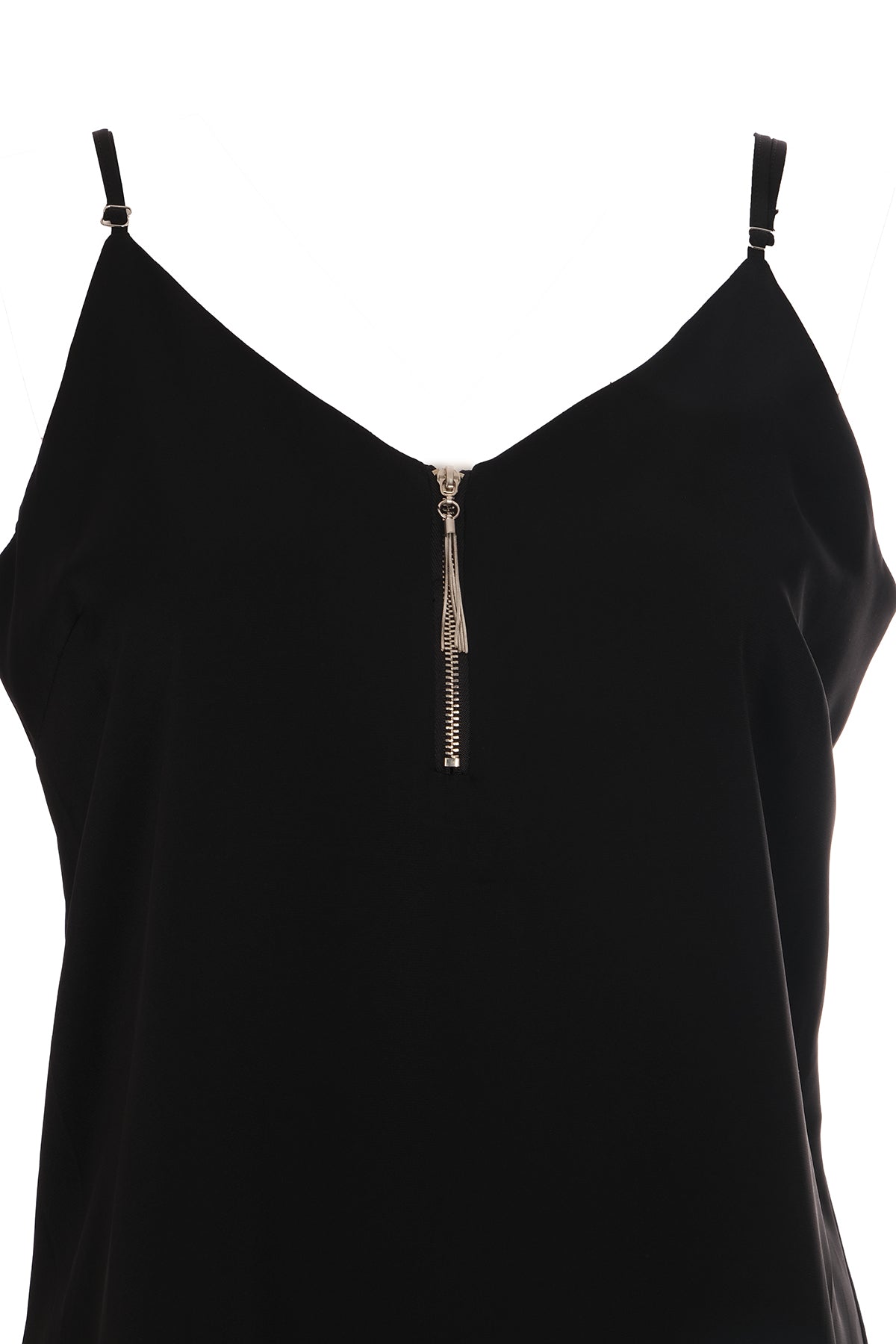 Ysatis V Yaka Fermuarlı Minimalist Crop Bluz - Günlük Şıklık