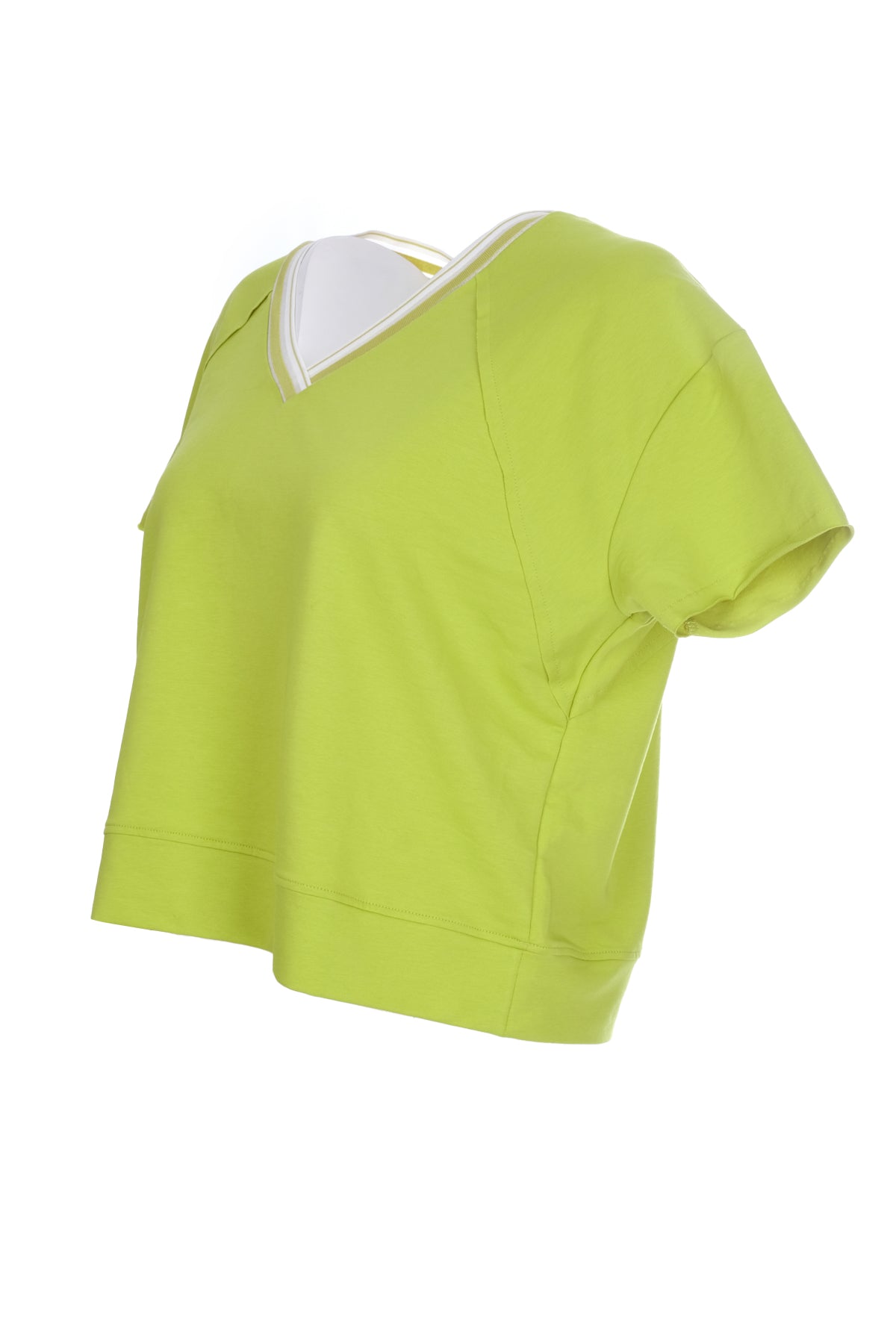 Ysatis Minimalist V Yaka Kısa Kol Crop Bluz - Günlük Kullanım Secondary image