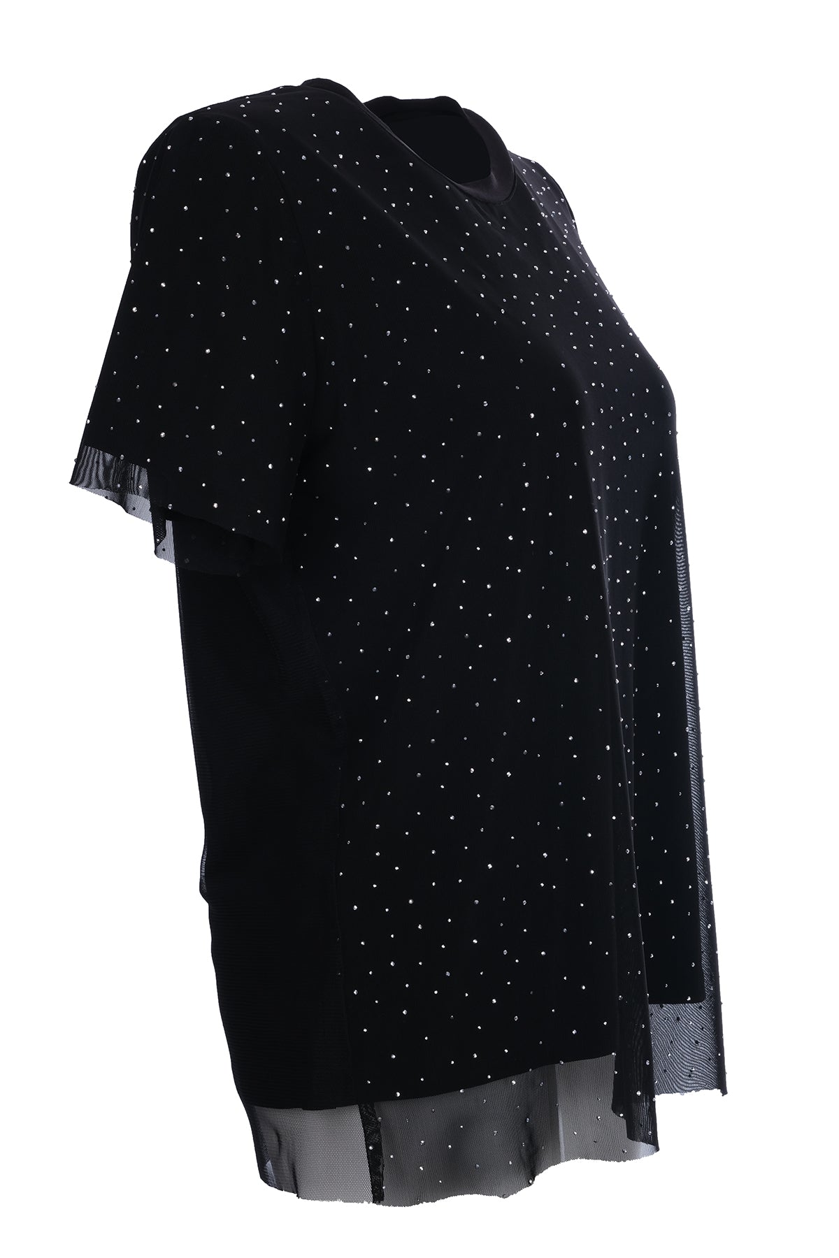 Ysatis Oversize Minimalist Kadın Bluz - Kısa Kol Yuvarlak Yaka