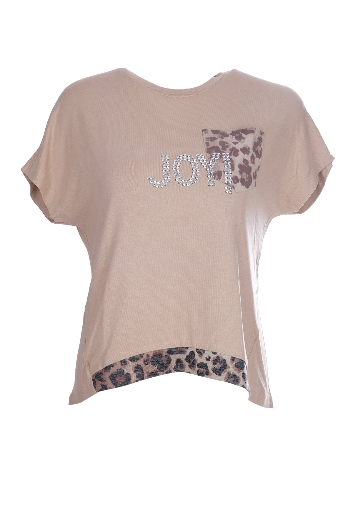 Ysatis Minimalist Oversize Kısa Kol Kadın Bluz - Leopar Detay Main image