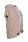 Ysatis Minimalist Oversize Kısa Kol Kadın Bluz - Leopar Detay