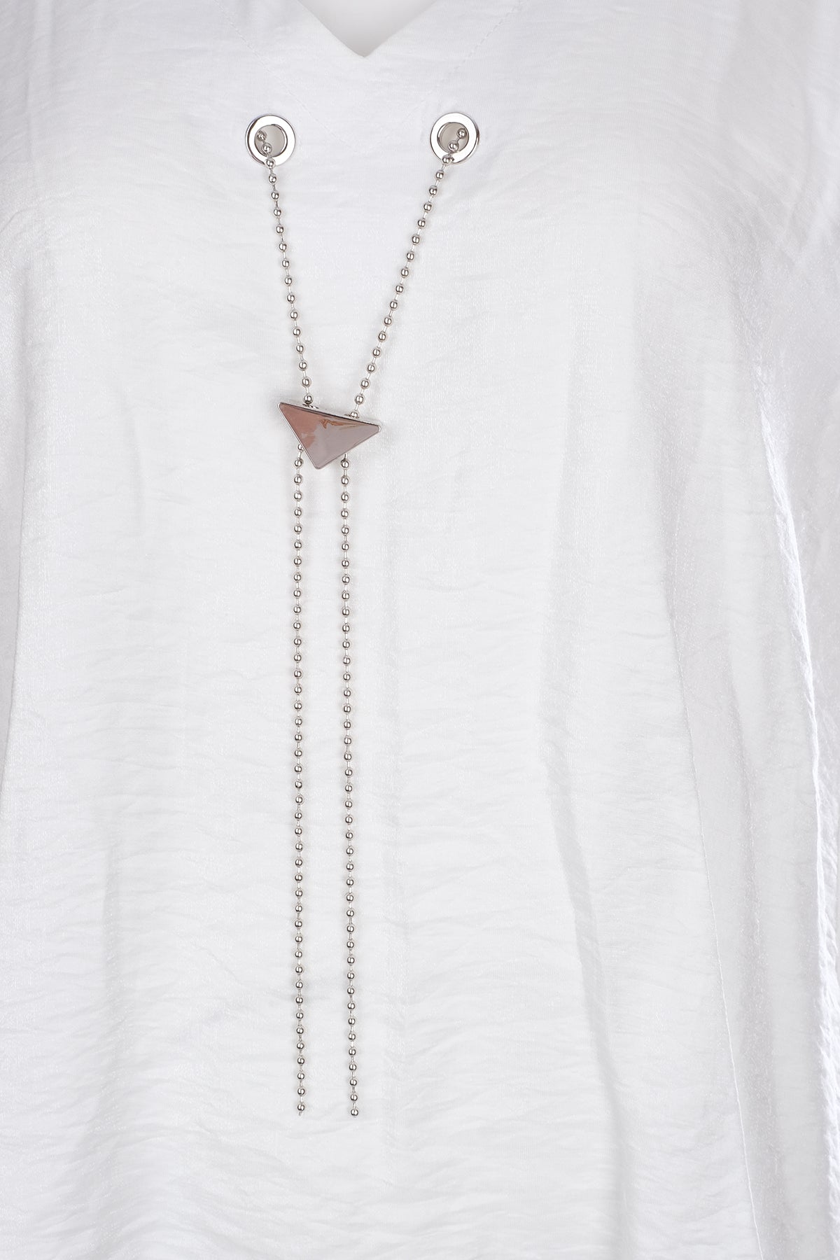 Ysatis Minimalist V Yaka Oversize Kadın Bluz - Kısa Kol Secondary image