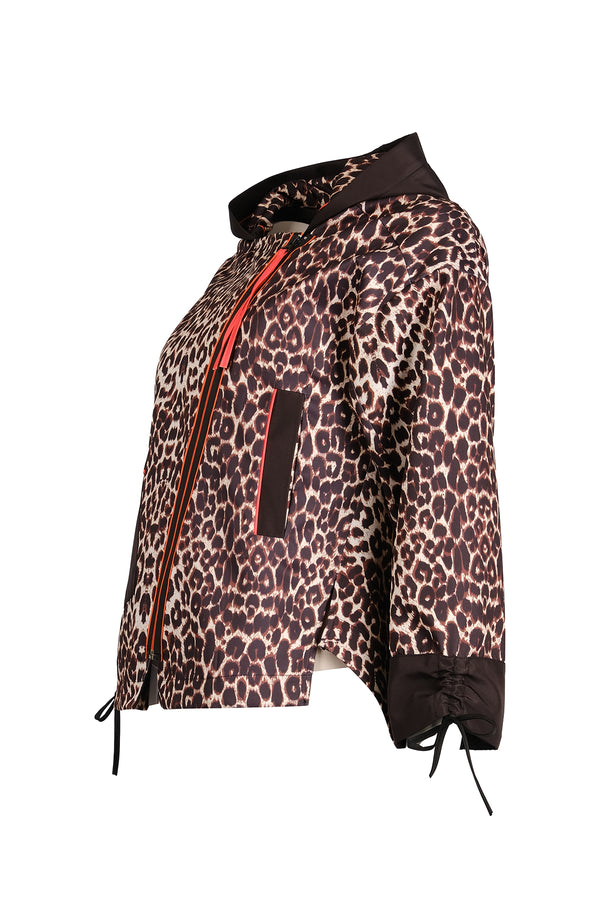 Ysatis Oversize Leopar Desenli Kapşonlu Kadın Ceket - Midi Boy