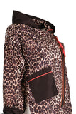 Ysatis Oversize Leopard Print Hooded Women's Jacket - Midi Length