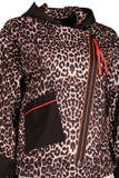 Ysatis Oversize Leopard Print Hooded Women's Jacket - Midi Length