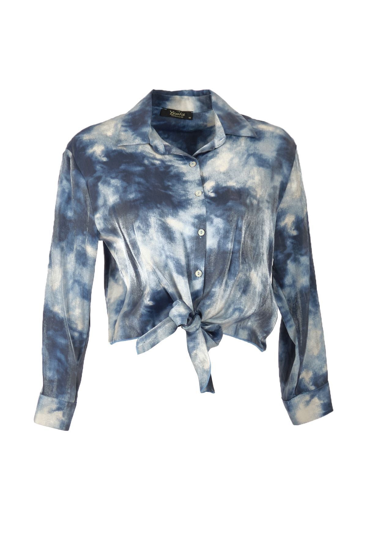 Ysatis Batik Desenli Uzun Kol Crop Gömlek - Minimalist Stil Main image