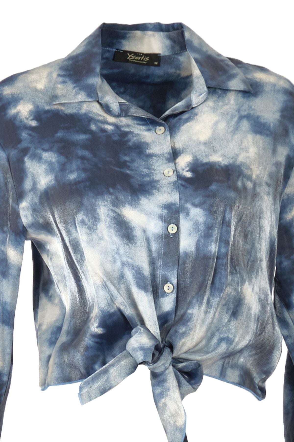 Ysatis Batik Desenli Uzun Kol Crop Gömlek - Minimalist Stil