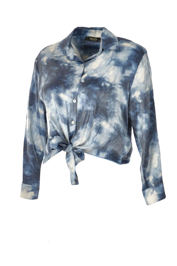 Ysatis Batik Desenli Uzun Kol Crop Gömlek - Minimalist Stil