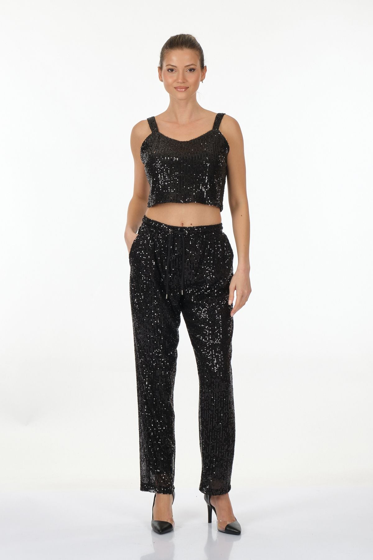 Ysatis Pullu Crop Pantolon - Gece Partisi Şıklığı