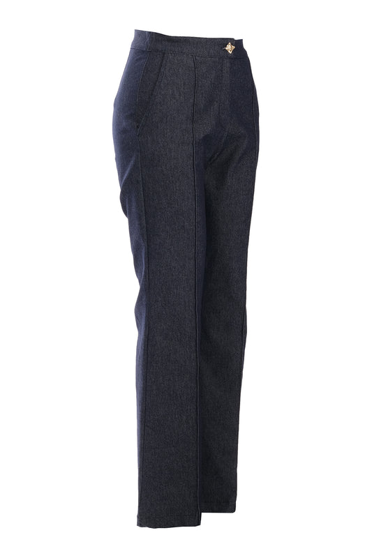 Ysatis Minimalist Yüksek Bel Çizgili Kemerli Kadın Pantolon - Günlük & İş