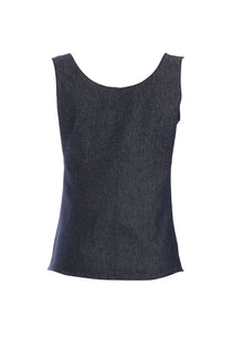 Ysatis Minimalist Crop Denim Yelek - Kolsuz, Düğmeli, Günlük