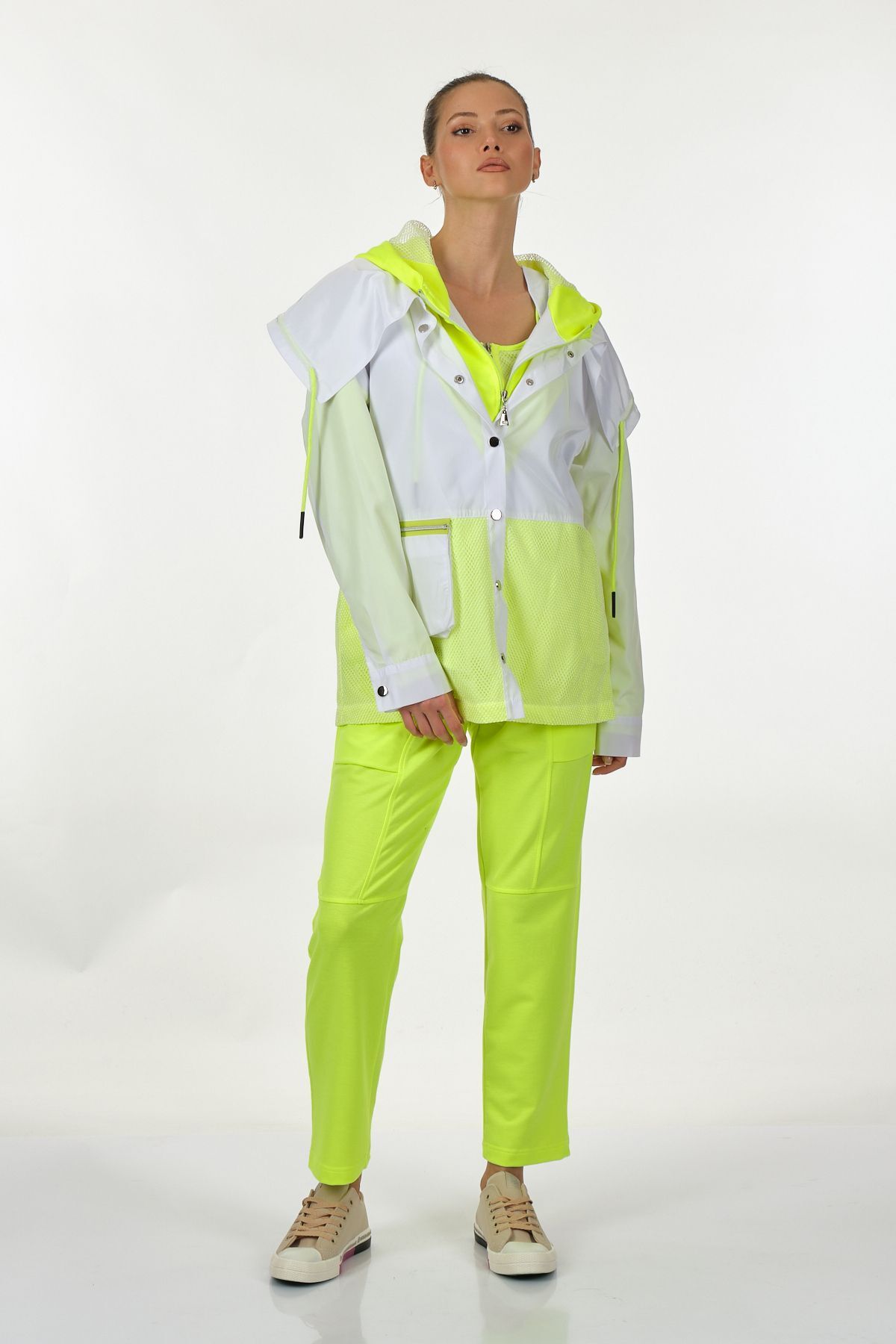 Ysatis Oversize Kapüşonlu Neon Kadın Ceket - Günlük Spor Main image