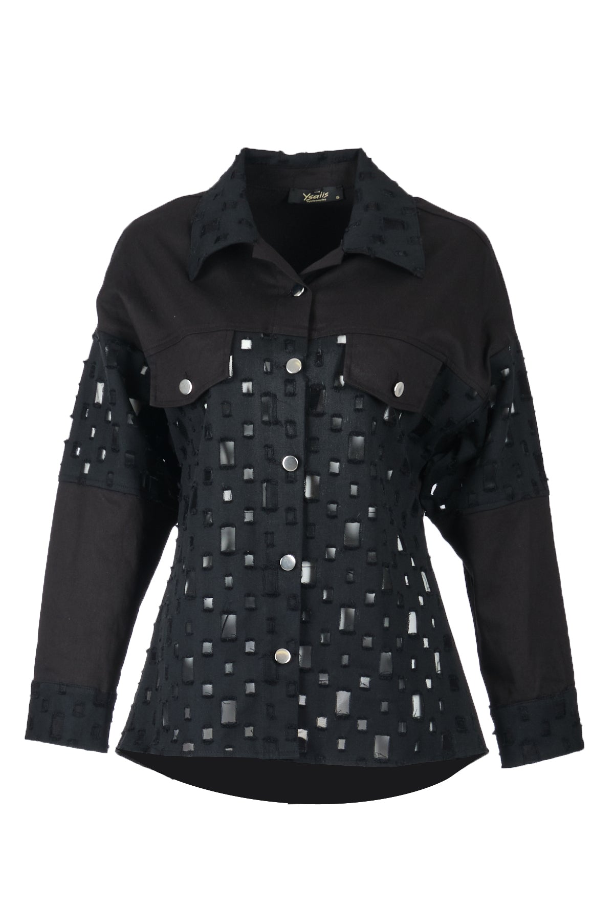 Ysatis Oversize Uzun Kol Minimalist Kadın Ceket - Geometrik Detaylar Secondary image