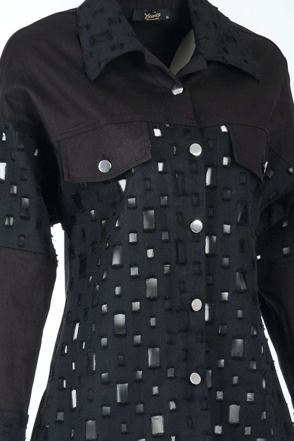 Ysatis Oversize Uzun Kol Minimalist Kadın Ceket - Geometrik Detaylar