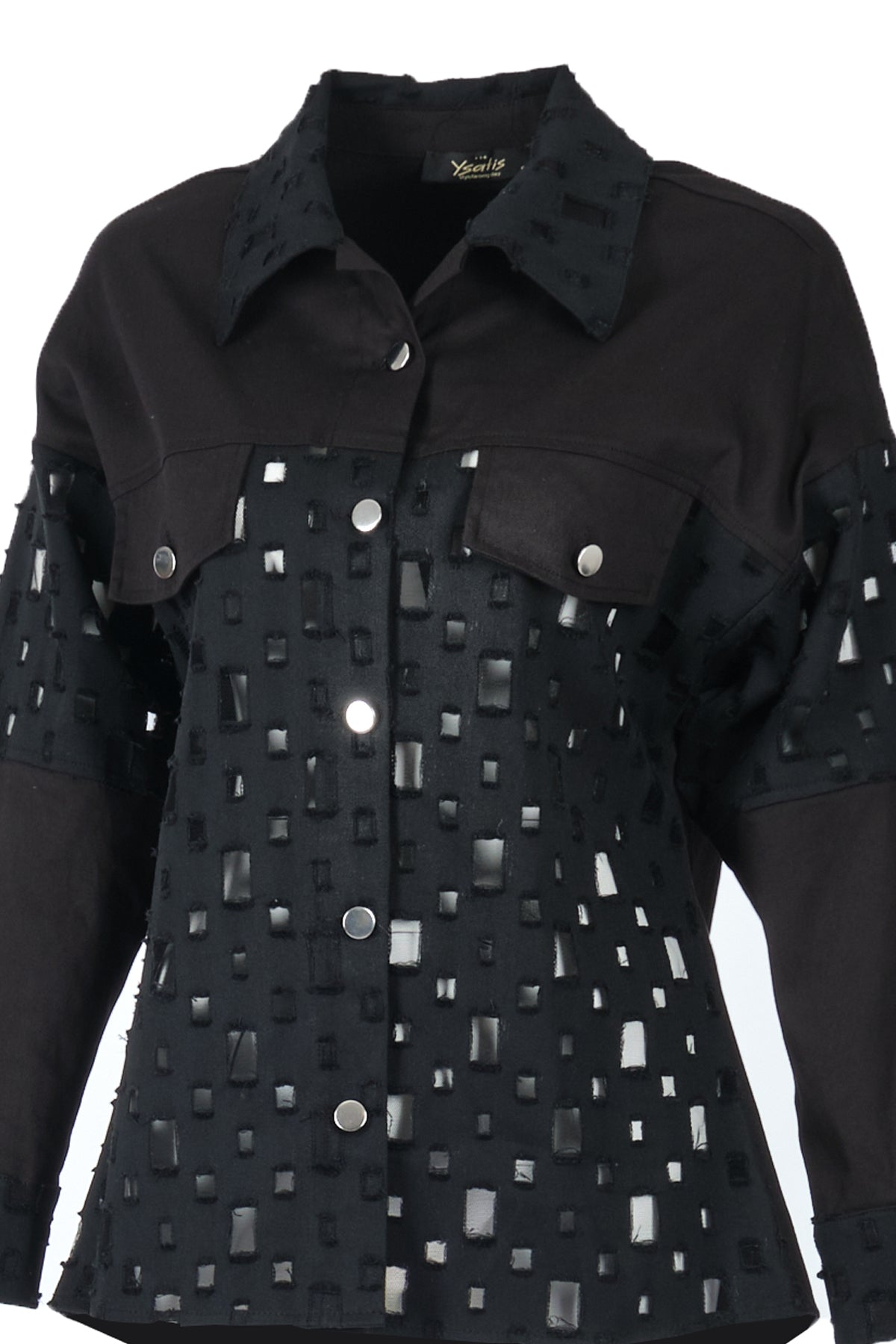 Ysatis Oversize Uzun Kol Minimalist Kadın Ceket - Geometrik Detaylar