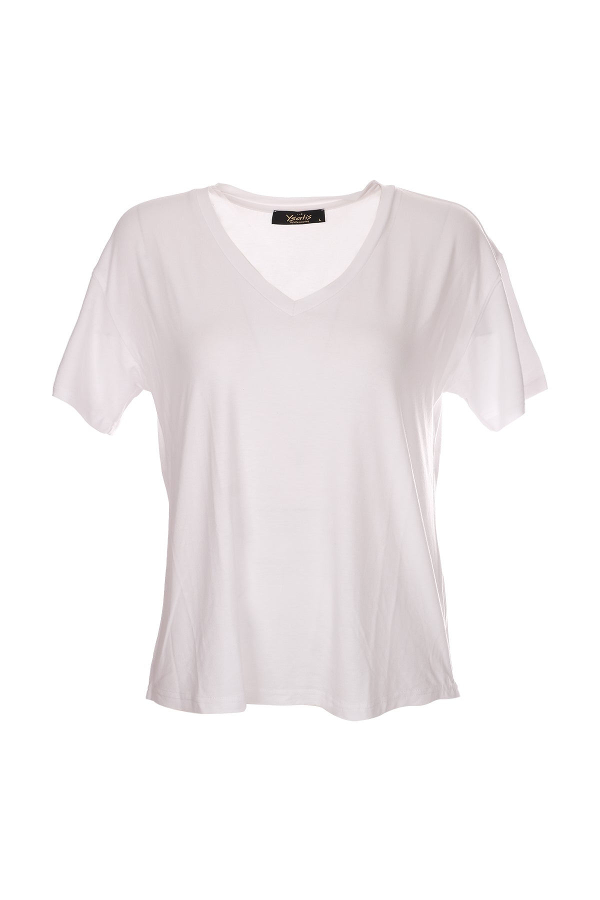 Ysatis V Yaka Oversize Minimalist Kadın Bluz - Kısa Kol - Günlük Secondary image