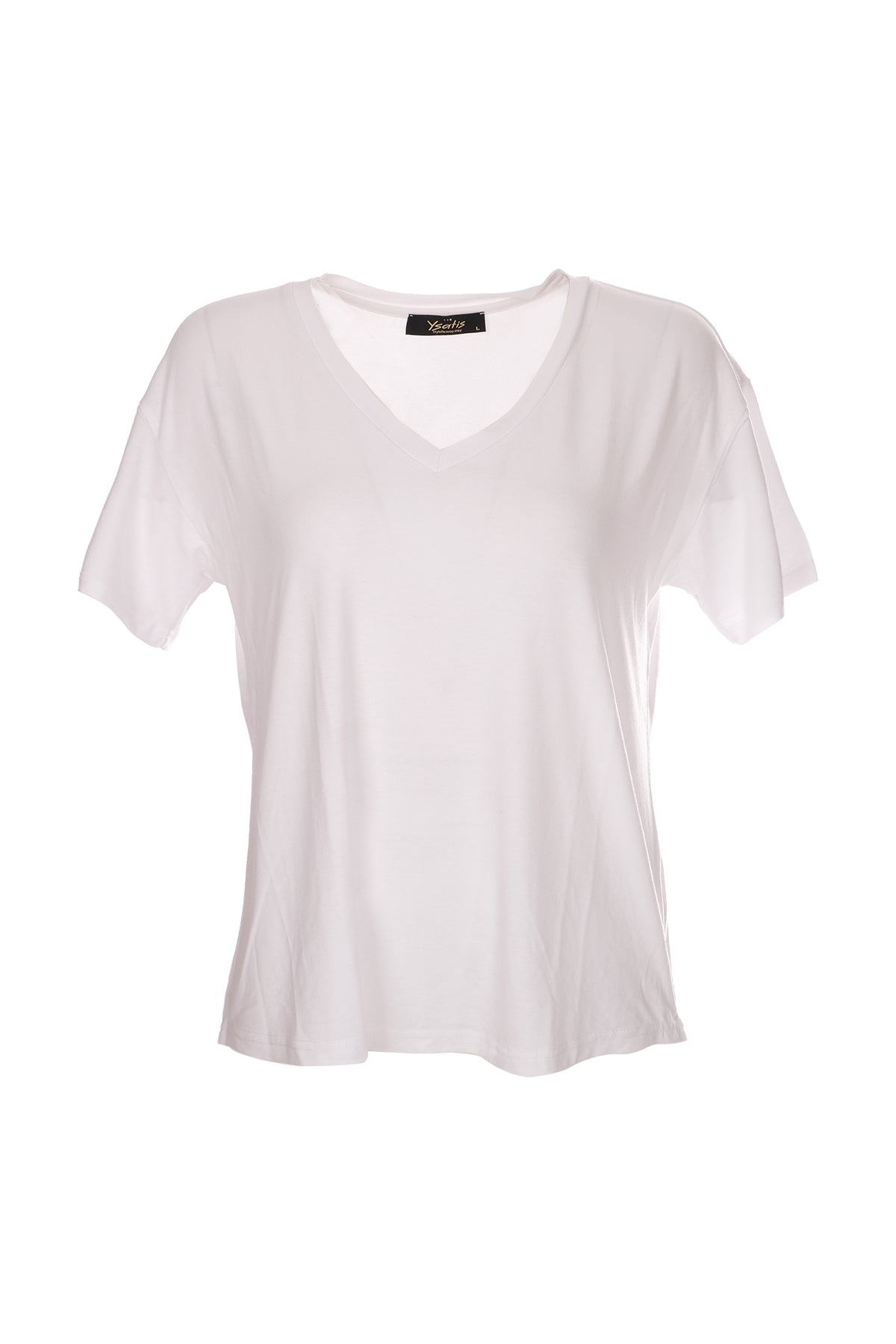 Ysatis V Yaka Oversize Minimalist Kadın Bluz - Kısa Kol - Günlük