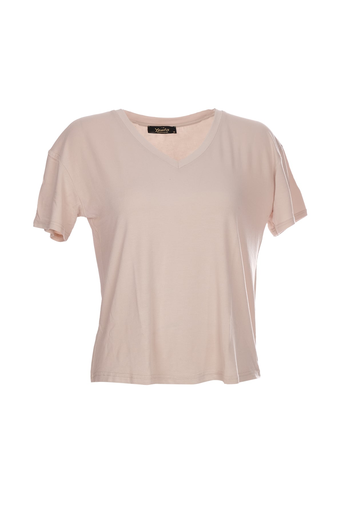 Ysatis V Yaka Oversize Minimalist Kadın Bluz - Kısa Kol - Günlük Main image